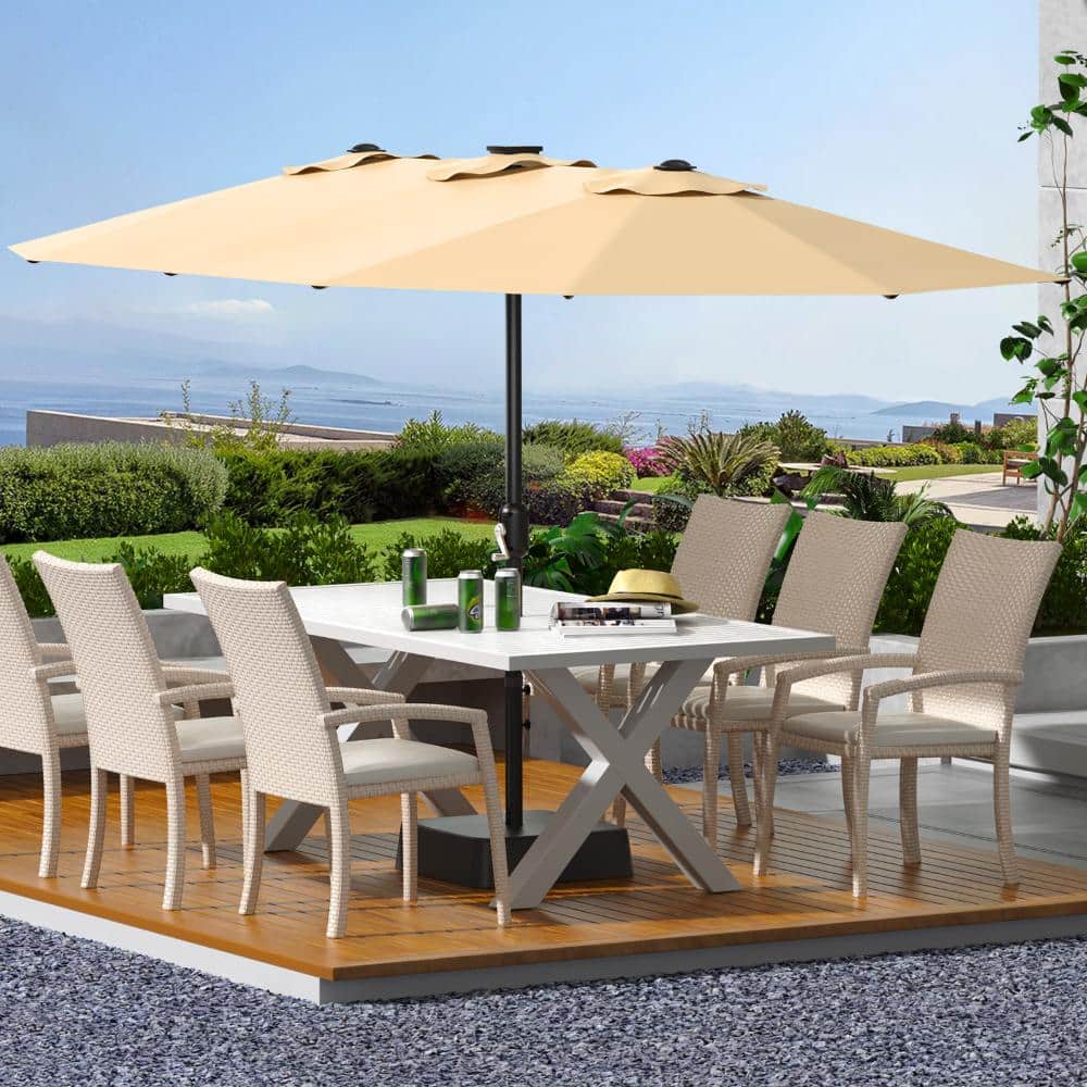 15FT Double-Sided Patio Market Umbrella with Base Large Outdoor Sunshade Umbrella for Poolside Lawn and Backyard price history on PriceWatchPro