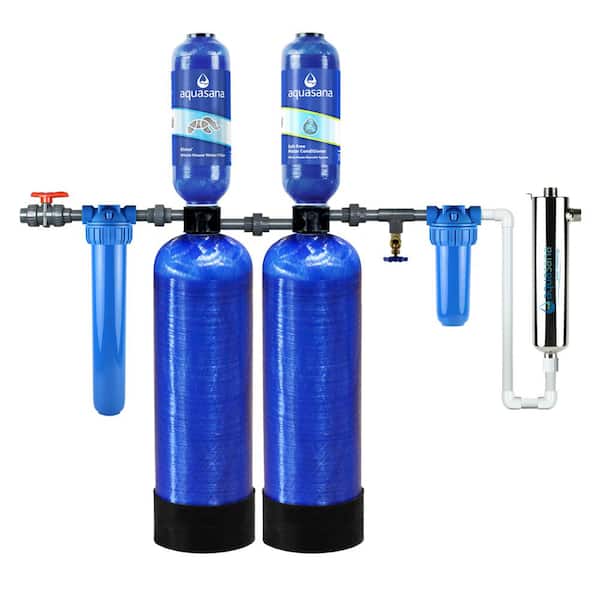 Aquasana Rhino Whole House Well Water Filter System - Carbon and KDF Filtration with UV Purifier - Filters Sediment