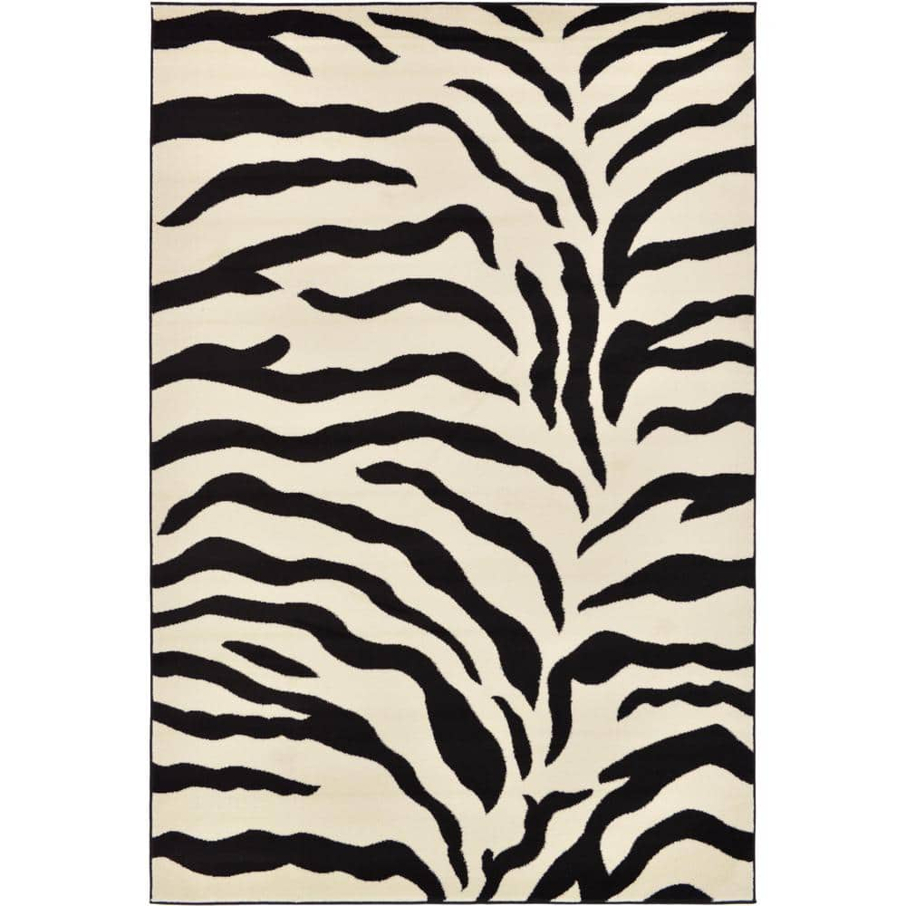 Unique Loom Wildlife Collection Animal Inspired with Cheetah Bordered  Design Area Rug, 3 ft 3 in x 5 ft 3 in, Ivory/Black