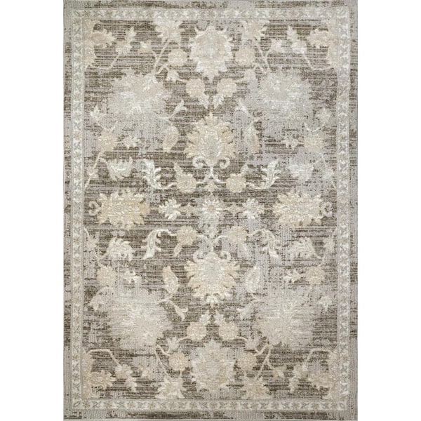 Dynamic Rugs Momentum 5 ft. 3 in. X 7 ft. 7 in. Grey/Taupe/Ivory Oriental Indoor/Outdoor Area Rug