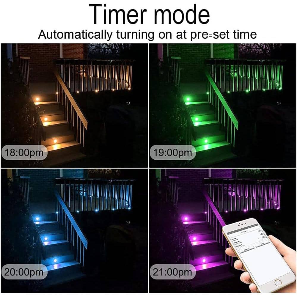 30-Piece RGBW LED Recessed Waterproof Deck and Stair Lights