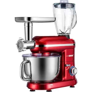 6 qt. 6- speed Red 3 in 1 Multifunctional Stand Mixer with Meat Grinder and Juice Blender, ETL Listed