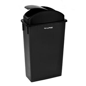 23 Gal. Black Waste Basket Commercial Trash Can with Swing Lid