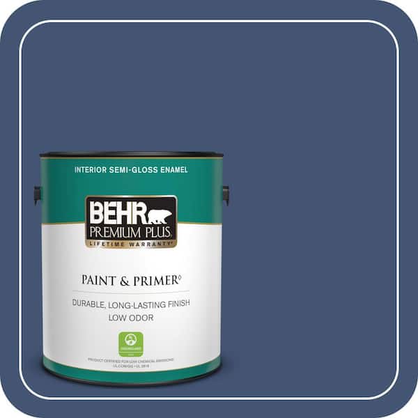 BEHR PREMIUM PLUS 1 gal. Home Decorators Collection #HDC-CL-26 Champlain Blue Semi-Gloss Enamel Low Odor Interior Paint & Primer
