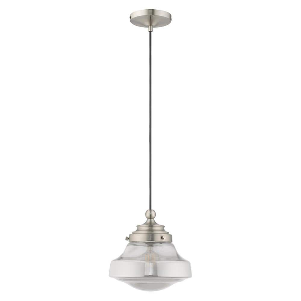 Brushed Nickel Mini Pendant with Smoke Glass Shade