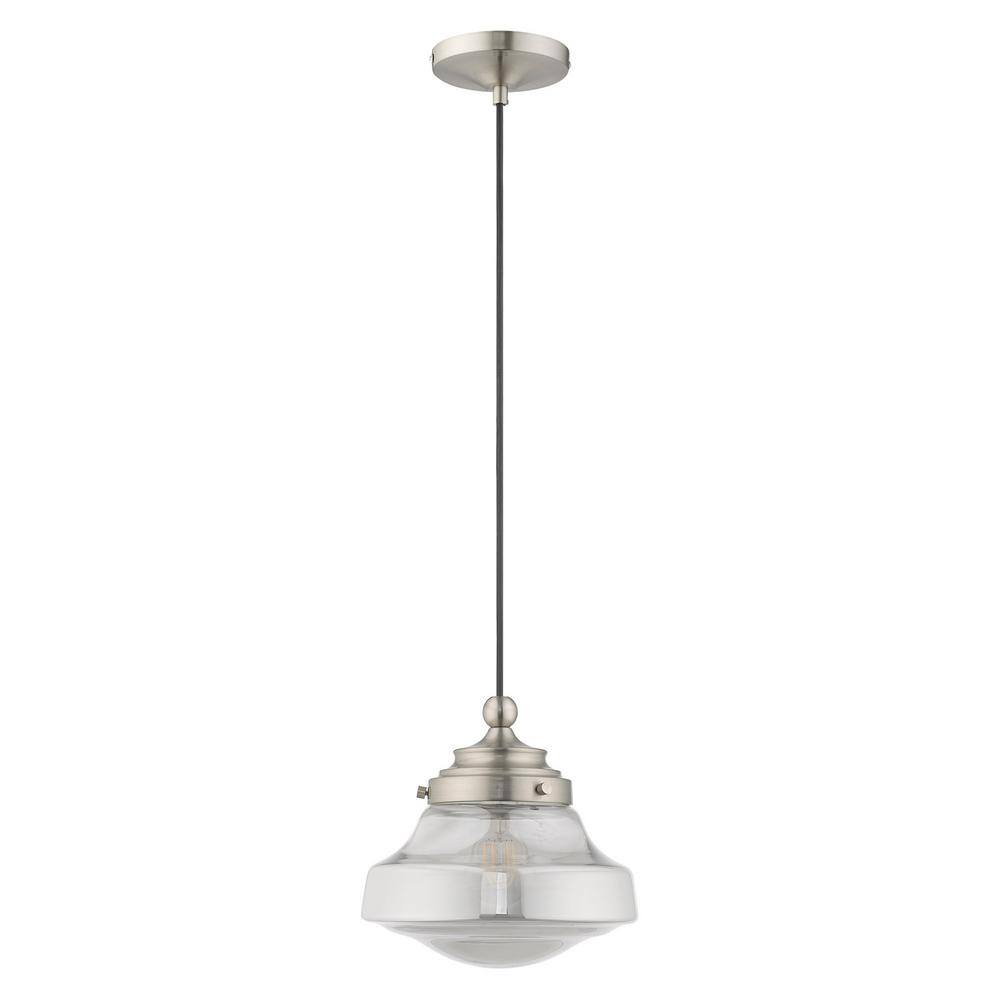 Brushed Nickel Mini Pendant with Smoke Glass Shade