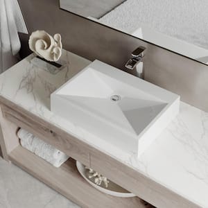 Envy 25 in. Quartz Rectangular Vessel Sink in White
