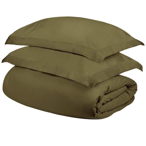HomeRoots Sage Solid Color Twin Cotton Duvet Cover Set