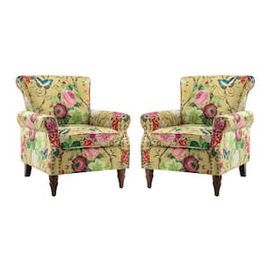 Auria Mustard Armchair with Turned Legs (Set of 2)
