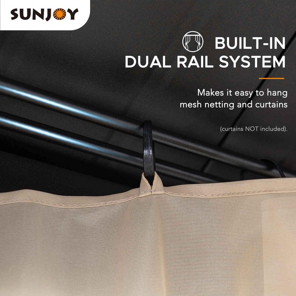 Sunjoy Black Metal 11x13 ft Hardtop Gazebo with Mesh Netting