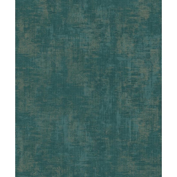 Unbranded Lustre Collection Emerald Green/Gold Distressed Plaster Metallic Finish Paper on Non-woven Non-pasted Wallpaper Sample