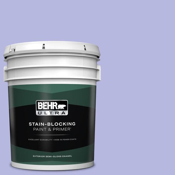 BEHR ULTRA 5 gal. #P550-3 Lavender Cloud Semi-Gloss Enamel Exterior Paint & Primer