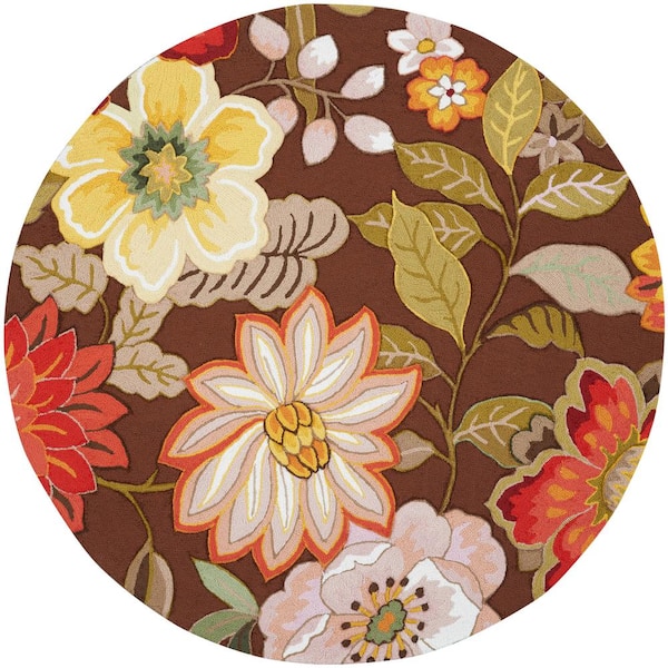Nourison Fantasy Chocolate 6 ft. x 6 ft. Botanical Contemporary Round Area  Rug 469014 - The Home Depot