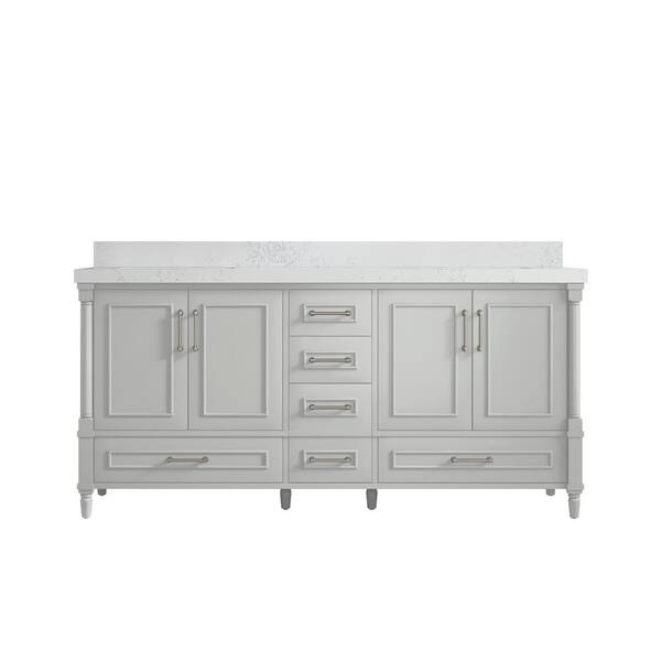 Willow Collections Hudson 72 in. W x 22 in. D x 36 in. H Double Sink Bath Vanity in Coventry Gray with 2 in. Empira Quartz Top