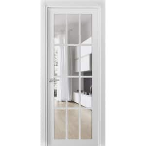 3355 32 in. x 80 in. Right-Hand/Inswing Solid Wood Clear Glass White Single Prehung Interior Door with Hardware