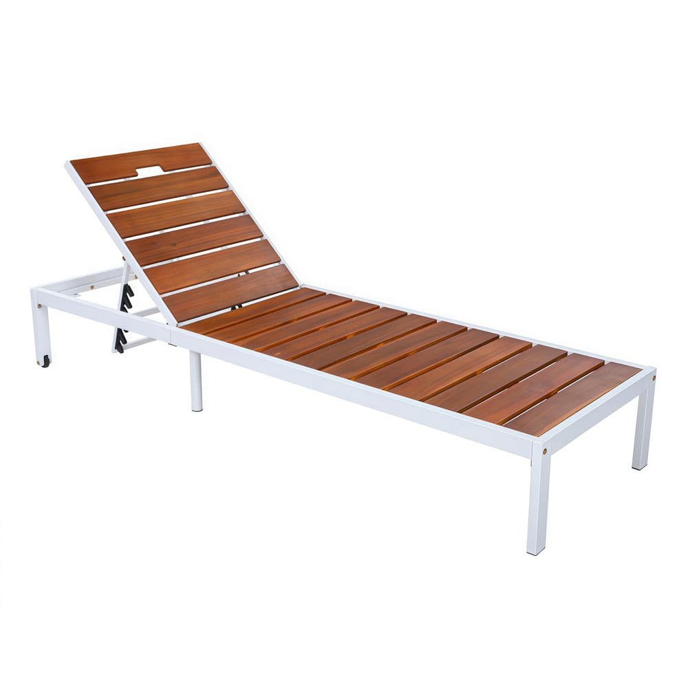 Outdoor Chaise Lounges Pool Lounge Chairs with Adjustable Backrest for Patio, Poolside, White+Brown price history on PriceWatchPro