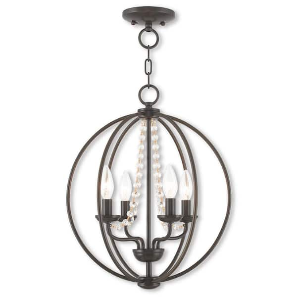 Livex Lighting Arabella 4 Light English Bronze Convertible Mini Chandelier/Ceiling Mount