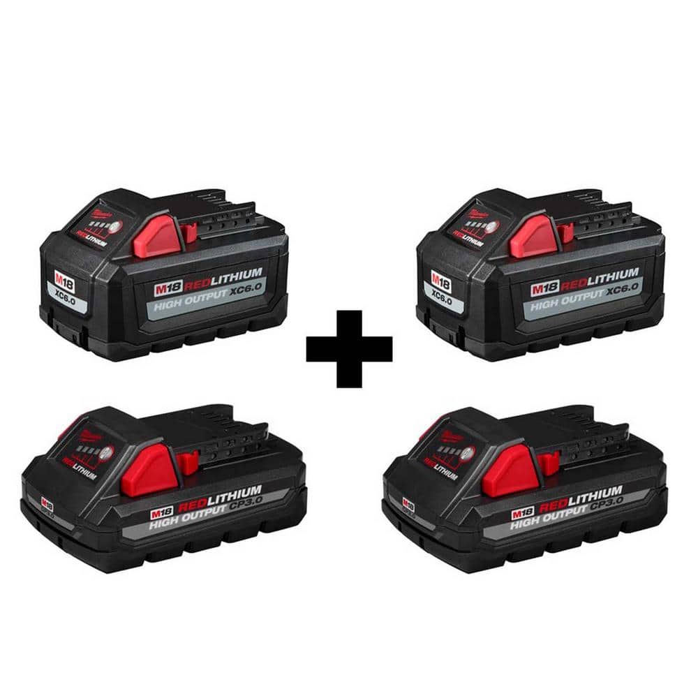 Milwaukee M18 18-Volt Lithium-Ion High Output 6.0 Ah and 3.0 Ah Battery (4- Pack) 48-11-1865S-48-11-1865S The Home Depot