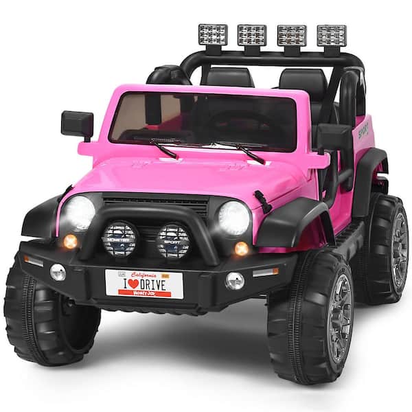HONEY JOY 13 in. 12-Volt Pink Kids Jeep Car Powered Ride-On with Remote Control
