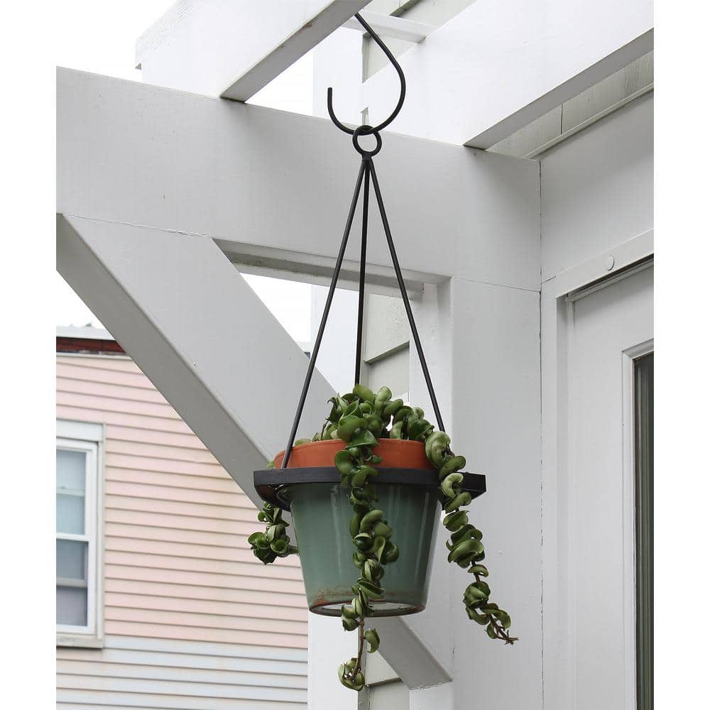 12-Inch Black Wrought Iron S-Hanger Hook for Outdoor Plants