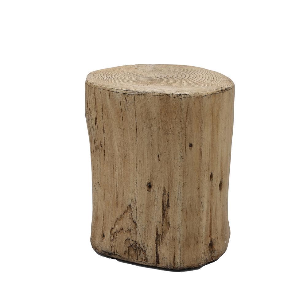 Light Brown Concrete Outdoor Round Coffee Table, Faux Wood Stump Stool, Gar