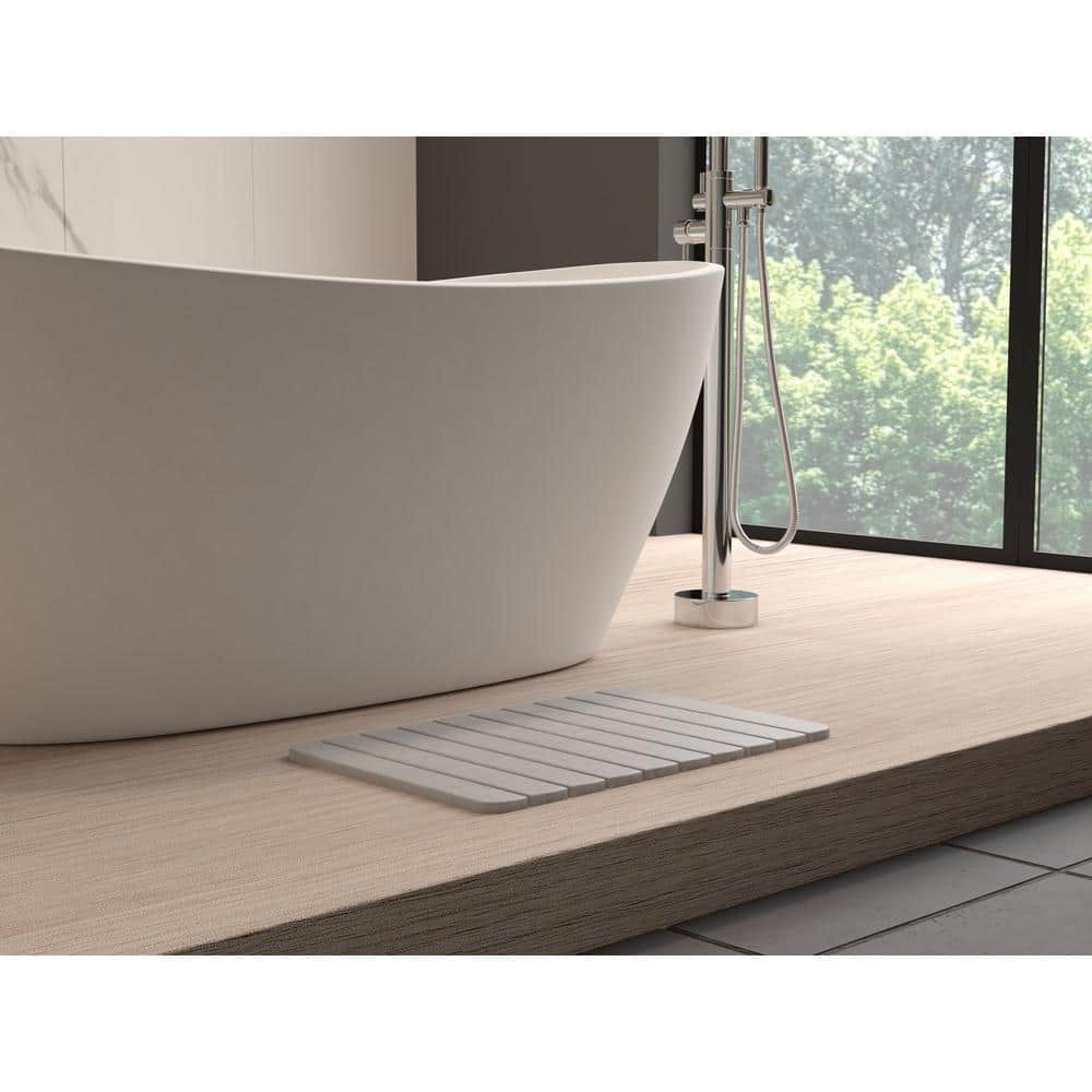 Slatted Gray Rectangle Diatomite Bathmat