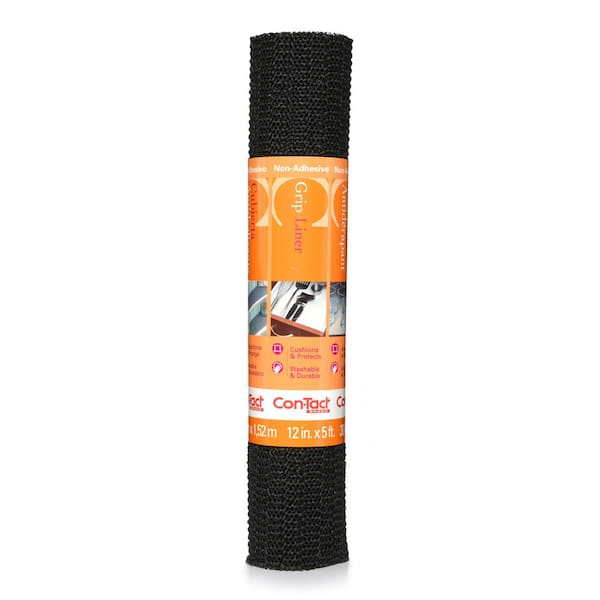 Con-Tact Grip Liner 12 in. x 5 ft. Black Non-Adhesive Grip Drawer and Shelf Liner (6-Rolls)
