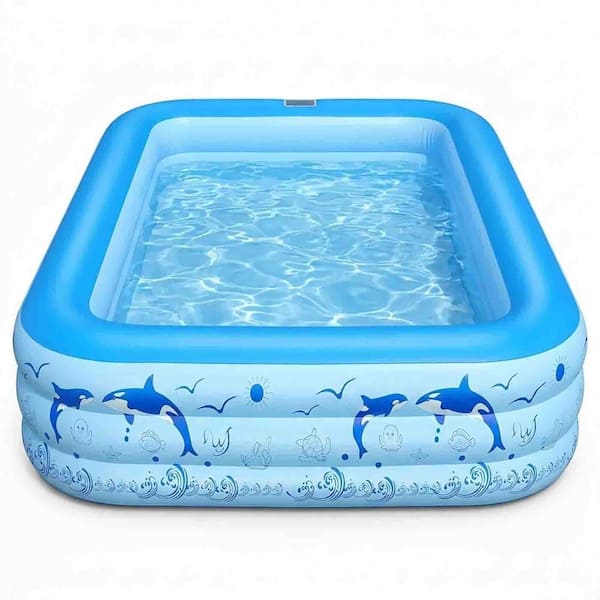 100 in. x 63 in. Inflatable Swimming Pool with Solar Color-Changing Lights
