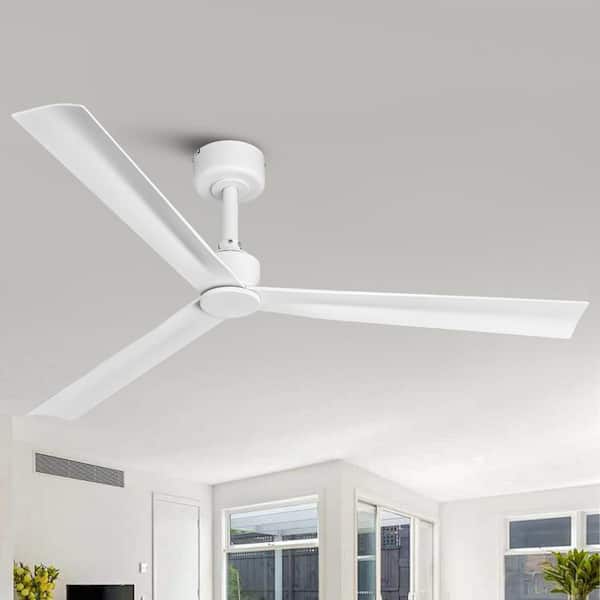 50 in. Indoor/Outdoor Matte White Downrod Mount Ceiling Fan with Remote Included
