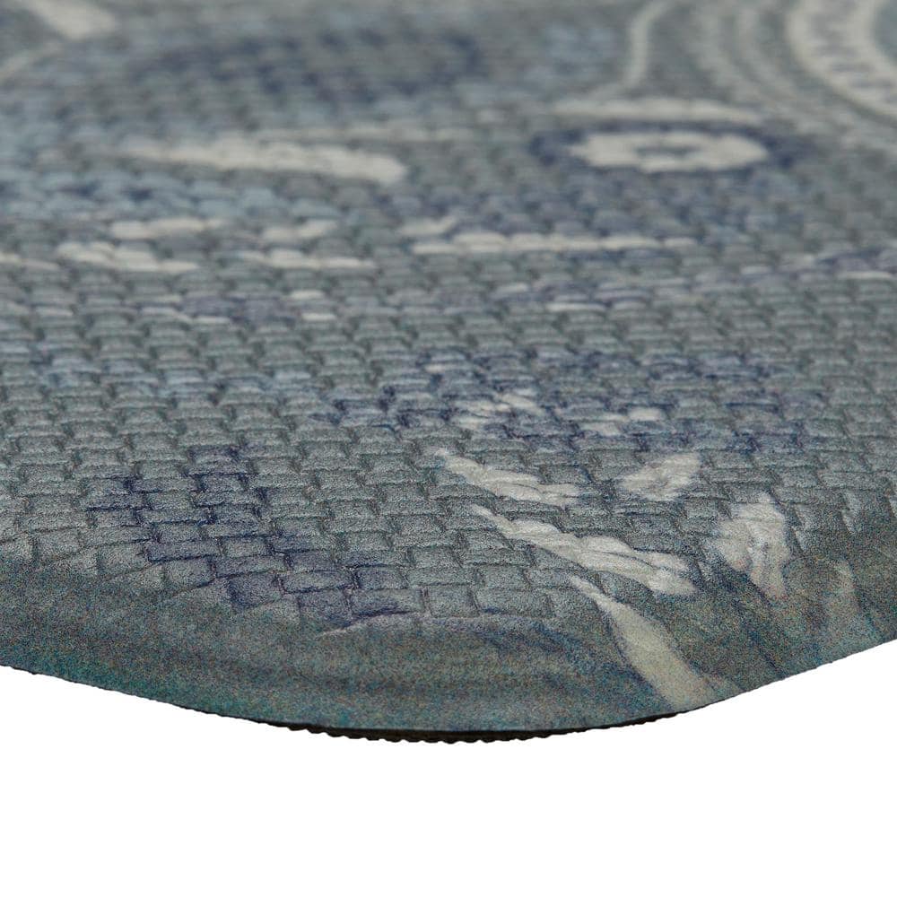 Blue Damask PVC Anti-Fatigue Kitchen Mat 17.5" x 32"