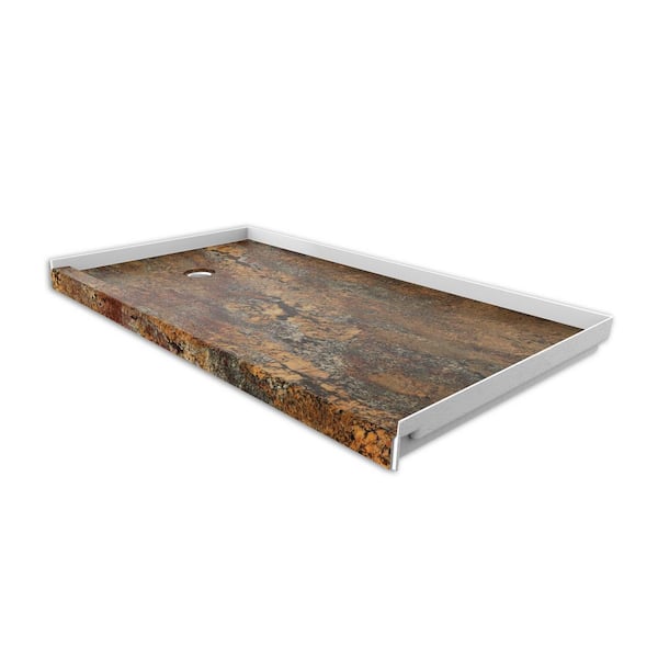 FlexStone 32 in. x 60 in. Single Threshold Shower Base with Left Hand Drain in Crema Bordeaux