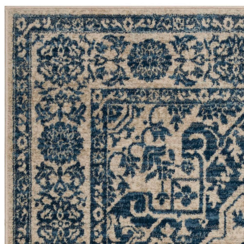 Navy and Light Grey Traditional Synthetic Area Rug 6' x 9'