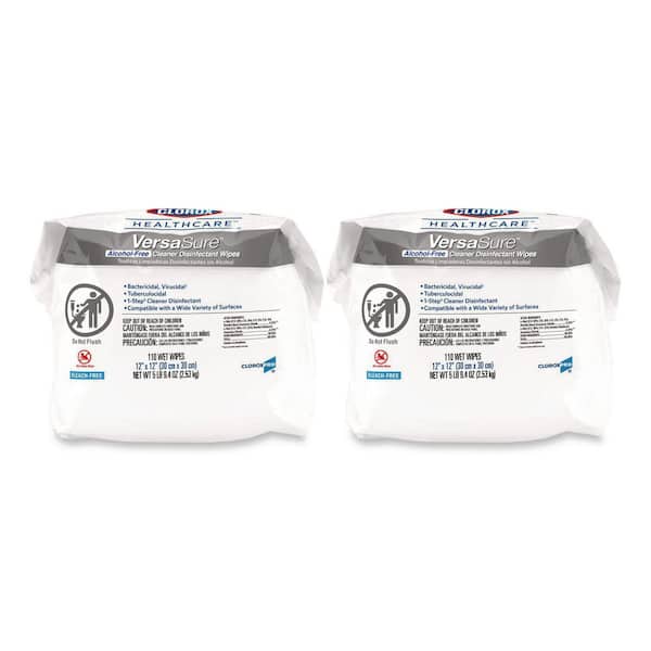 VersaSure 12 in. x 12 in. 110-Count White 1-Ply Cleaner Disinfecting Wipes (2 Pouches/Count)