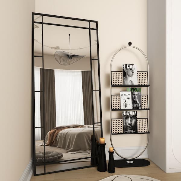 THKSHOUZ Black 28 in. W x 71 in. H Rectangle Metal Standing Mirror Full Length Farmhouse Mirror for Decorative