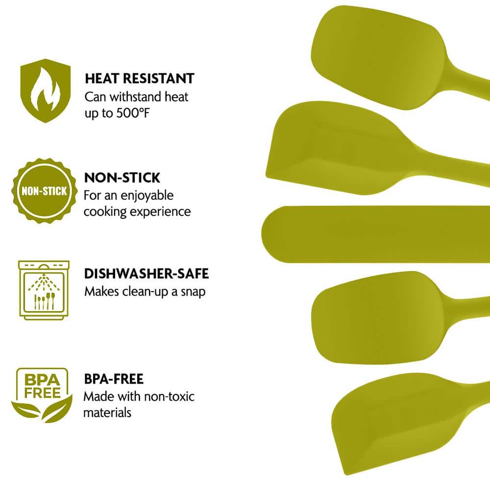Green 5-Piece Heat-Resistant Silicone Spatula Set
