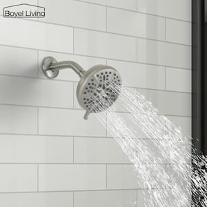 5-Spray Patterns 5 in. Wall Mount Fixed Shower Head with 2.5 GPM and Stainless Steel Shower Arm in Brushed Nickle