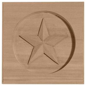5/8 in. x 3-1/2 in. x 3-1/2 in. Unfinished Wood Rubberwood Austin Star Rosette