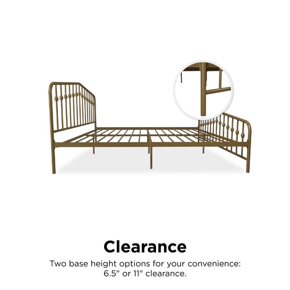 Bushwick Gold King Metal Platform Bed with Headboard
