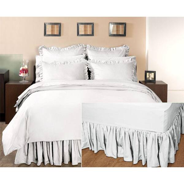 Home Decorators Collection Ruffled Nano White Twin Bedskirt