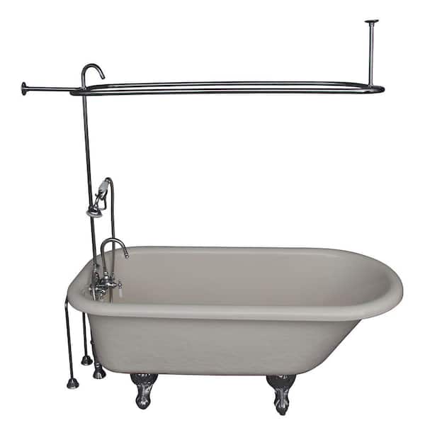 Barclay Products 5 ft. Acrylic Ball and Claw Feet Roll Top Tub in Bisque with Polished Chrome Accessories