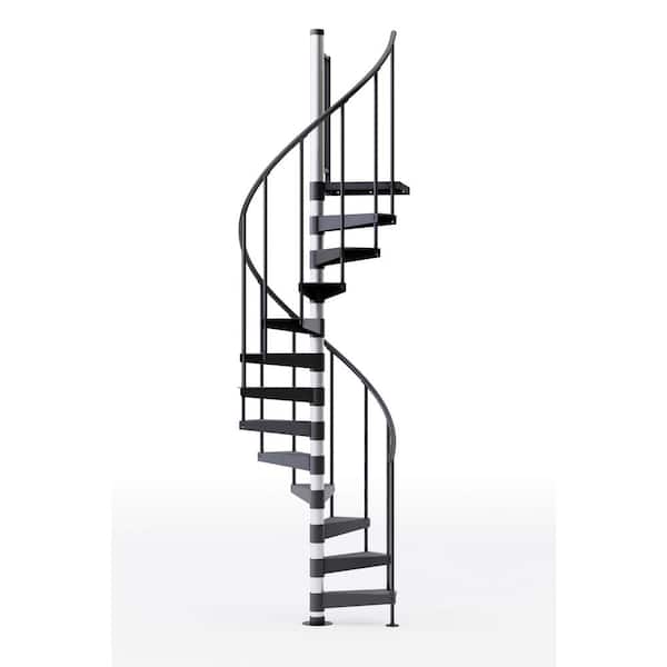 Mylen STAIRS Reroute Prime Interior 42in Diameter, Fits Height 127.5in - 142.5in, 1 36in Tall Platform Rail Spiral Staircase Kit