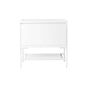 Mantova 35.4 in. W x 18.1 in. D x 20.6 in. H Single Vanity Glossy White and Glossy White Composite Stone Top