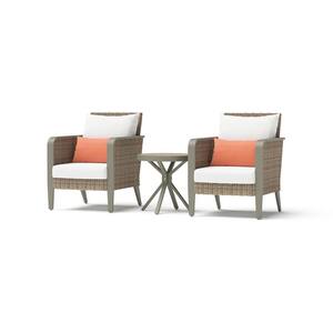 Grantina 3-Piece All-Weather Wicker Patio Club Chairs and Side Table Seating Set with Sunbrella Cast Coral Cushions