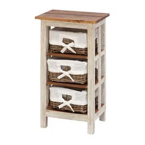 Boyel Living White 3-Drawer Storage Cabinet with Foldable Fabric