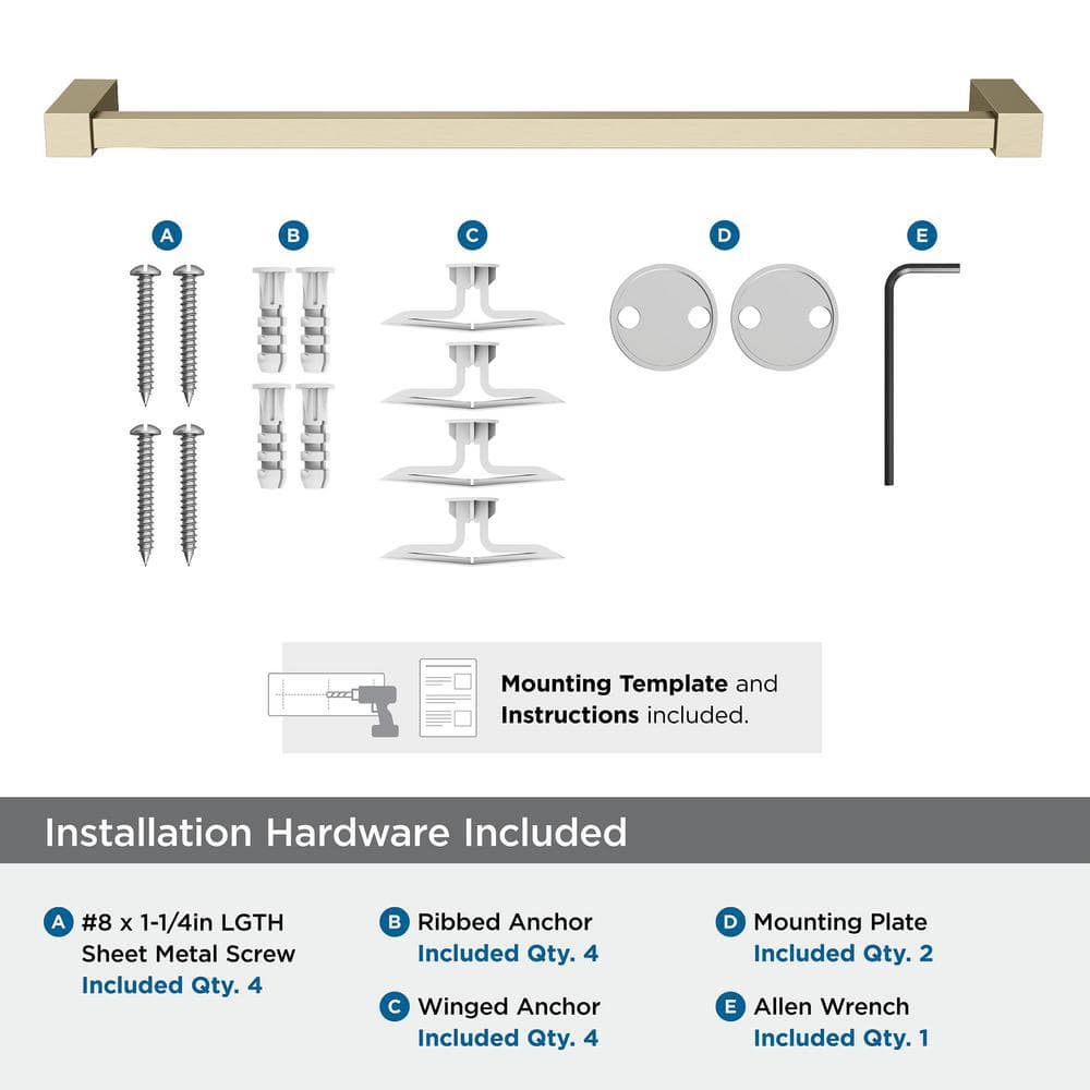 Golden Champagne 18-Inch Wall Mounted Metal Towel Bar