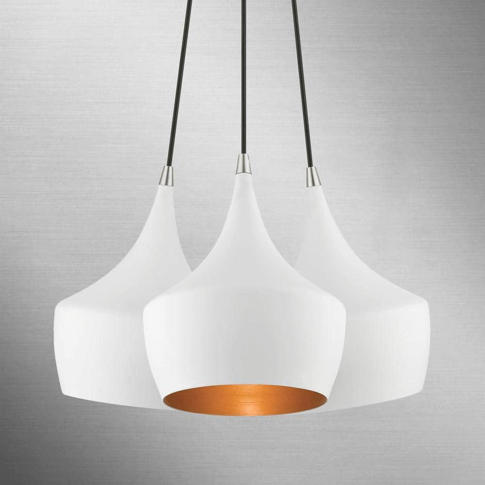 Waldorf White and Gold Steel Teardrop Cluster Pendant Light