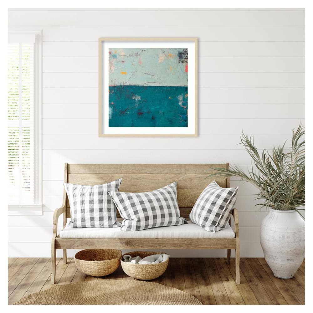 Blue Bay Hideaway Teal and Sky-Blue Framed Wall Art Print