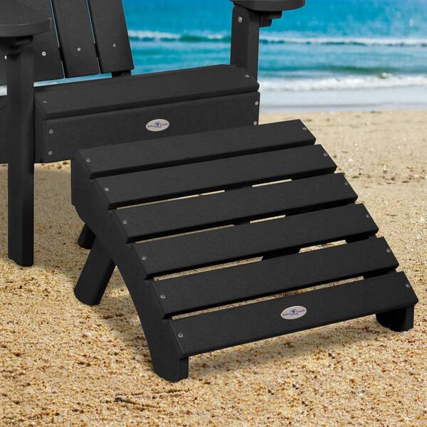 Bahia Verde Black Sand Recycled Plastic Folding Adirondack Outdoor Ottoman 1-Pack