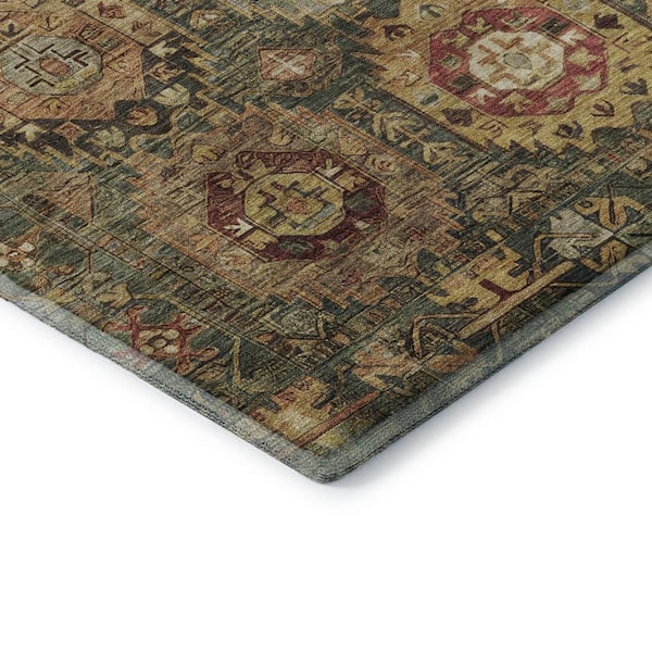 Mayfield Premium Machine Washable Abstract AMF2024 Aloe 5 ft. x 7 ft. 6 in. Area Rug