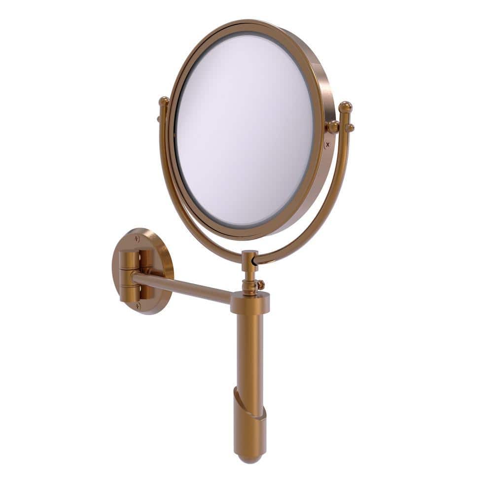 Soho 8in. W x 15in. H Round Framed Wall Mounted Magnifying Bathroom Make-Up Mirror with 4X Mag. in Brushed Bronze